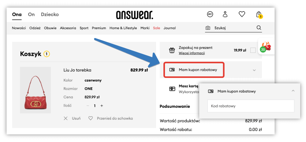 Gdzie wpisać kod kuponu rabatowego w Answear?