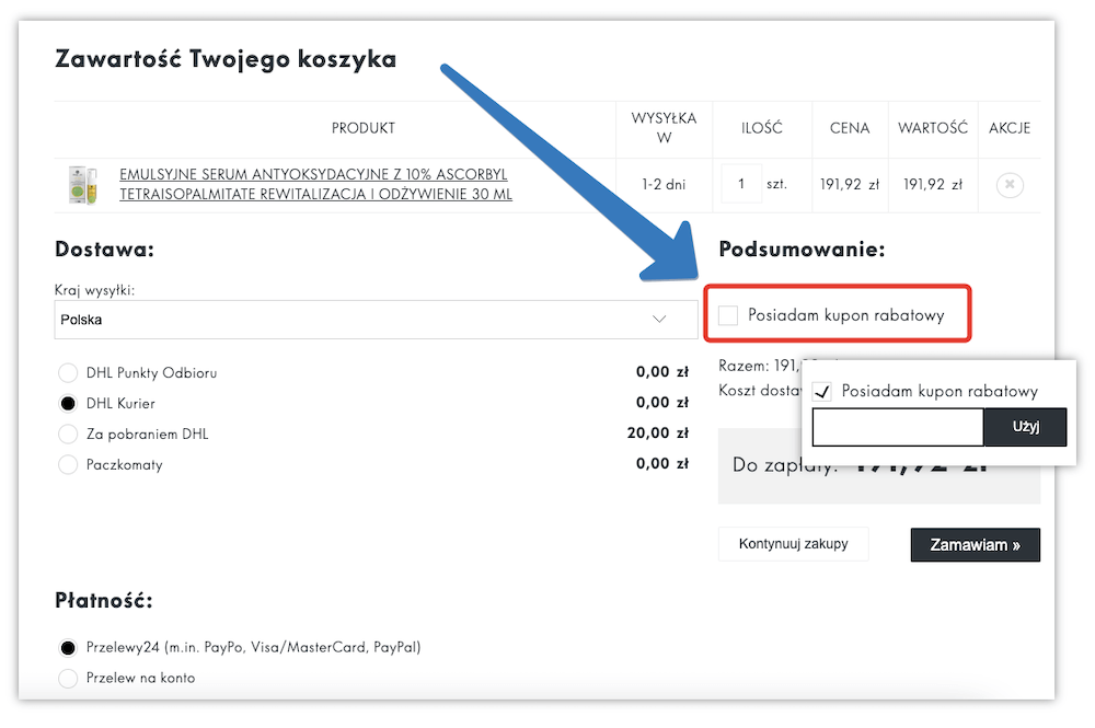 Pole na kod rabatowy w koszyku Basic Lab