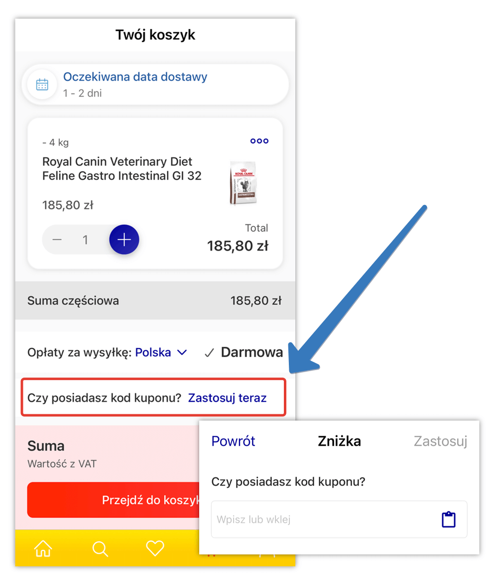 Aktywacja kuponu w aplikacji mobilnej