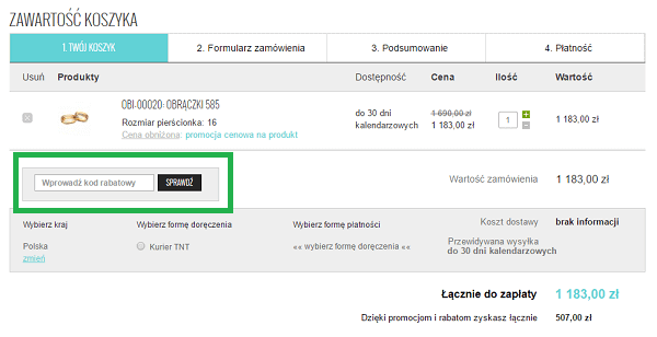 gdzie wpisać kod rabatowy briju