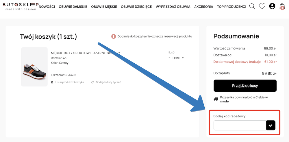 Gdzie należy wpisać kod rabatowy Butosklep