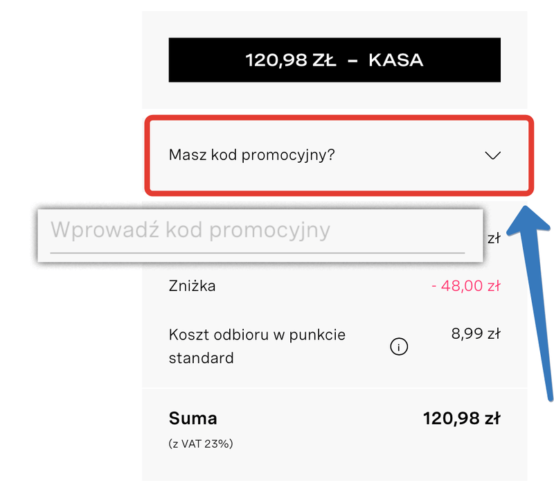 Gdzie jest pole na kod rabatowy Calzedonia