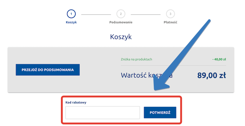 Pole na kod rabatowy w koszyku Carrefour