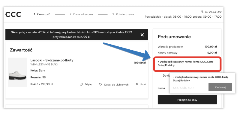 Gdzie wpisuje się kod rabatowy CCC