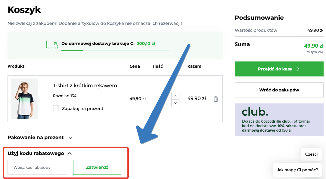 Gdzie aktywuje się kod rabatowy w Coccodrillo?