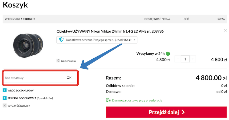 Gdzie jest pole na kod rabatowy Cyfrowe.pl
