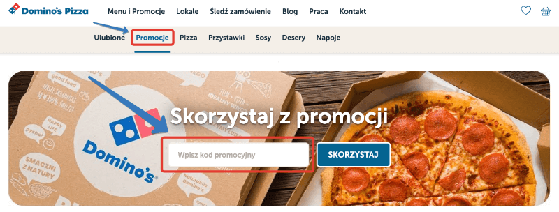 Gdzie wpisać kod promocyjny dominos na stronie www