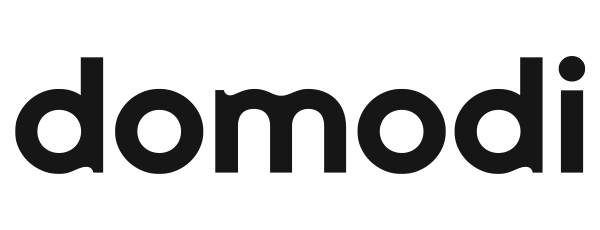 Logotyp Domodi czarny na białym tle