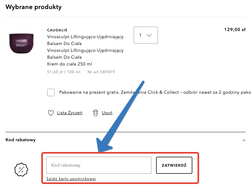 Gdzie wpisujemy kod rabatowy na Douglas.pl?