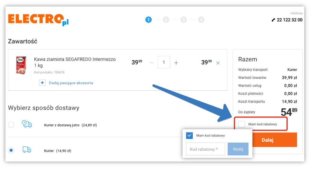 Gdzie wpisać kod rabatowy w Electro.pl?