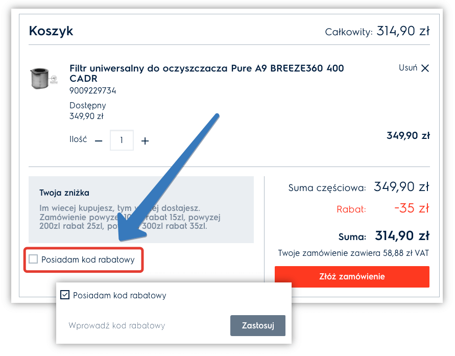 Jak aktywować kod rabatowy w sklepie shop.electrolux.pl?