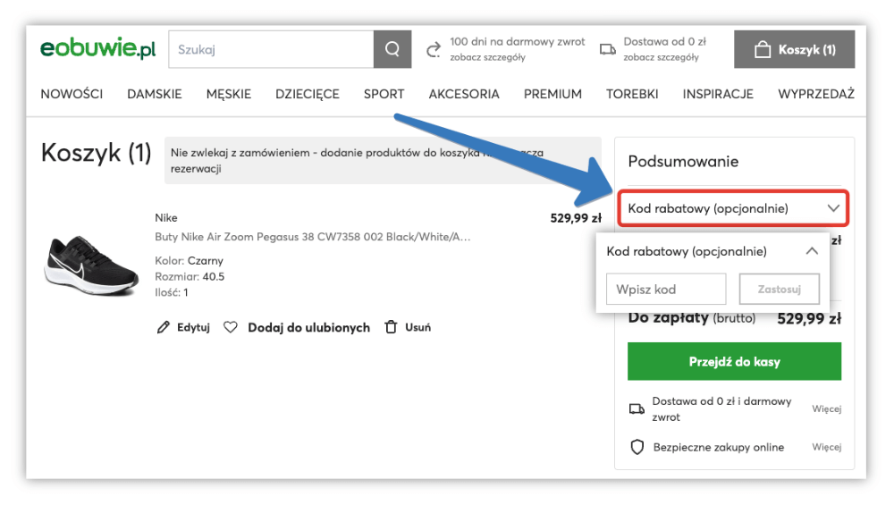 Jak aktywować kod rabatowy w Eobuwie?
