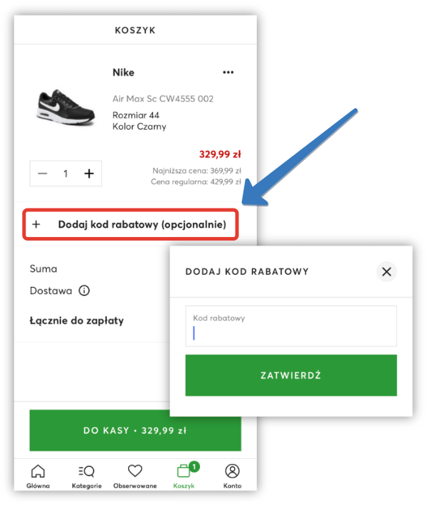 Jak aktywować kod rabatowy w aplikacji eobuwie?