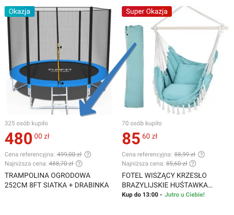 Produkty oznaczone metką „Okazja” i „Super okazja” w Erli