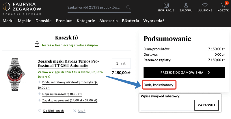 kod rabatowy fabryka zegarkow