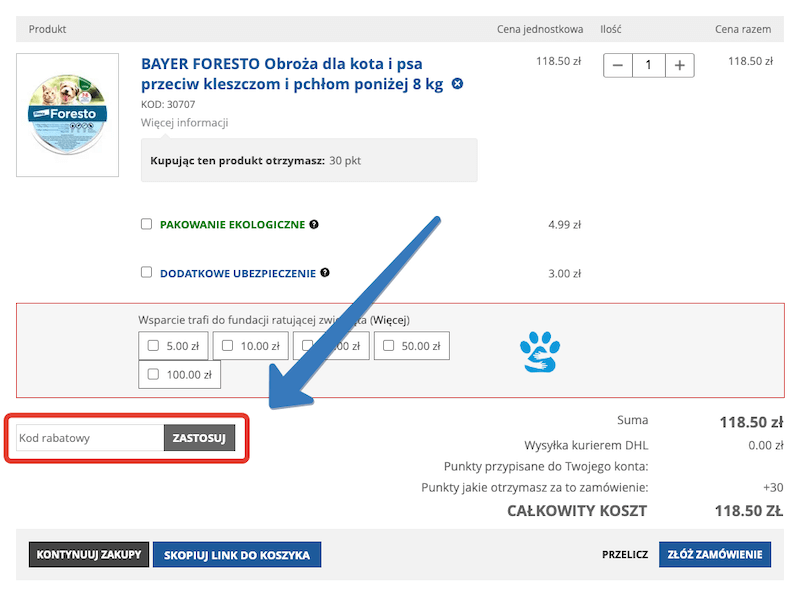 Gdzie wpisuje się kod rabatowy w sklepie Fera?