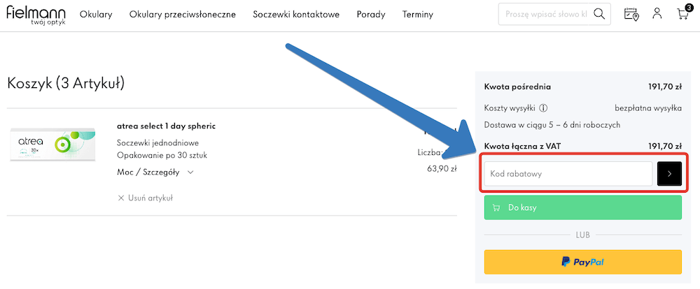 Fielmann – pole na kod rabatowy