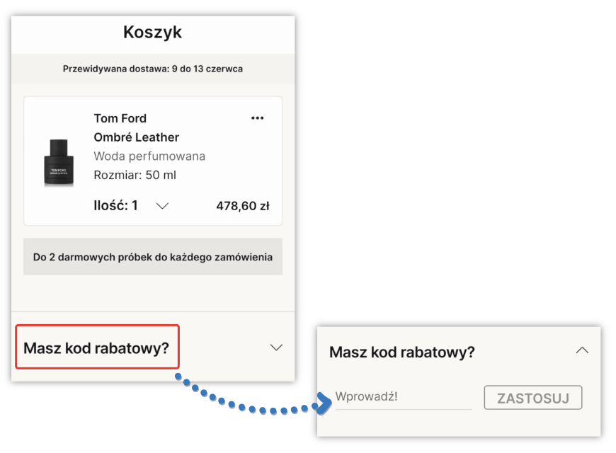 Aktywacja kodu rabatowego w aplikacji Flaconi