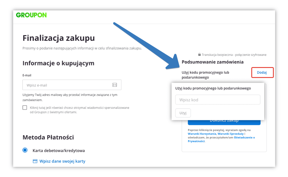 Jak użyć kodu rabatowego Groupon?