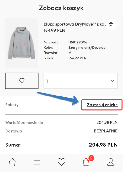 Jak aktywować kod rabatowy w aplikacji h&m