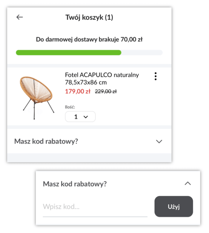 Kod rabatowy w aplikacji Homla