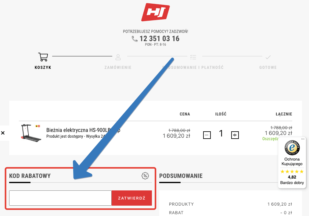 Jak użyć kodu rabatowego w Hop Sport