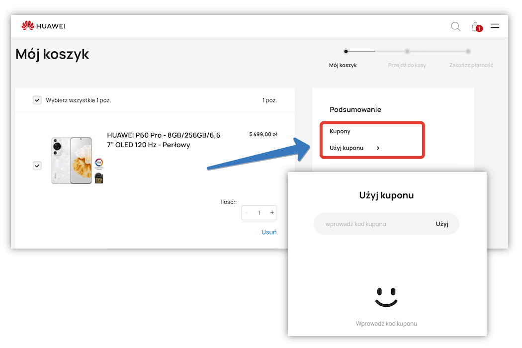Gdzie aktywować kupon Huawei?