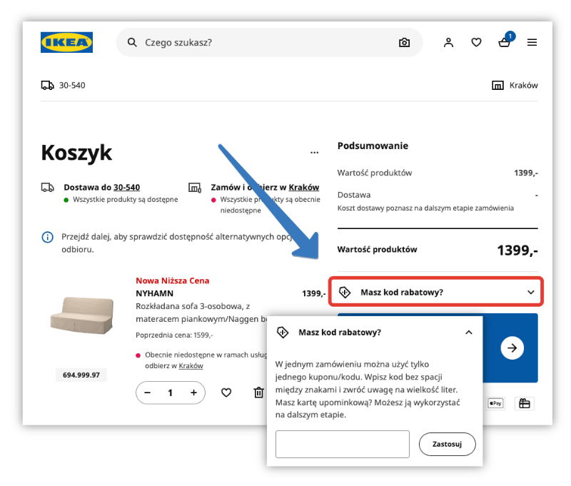 Jak aktywować kod rabatowy Ikea na stronie?