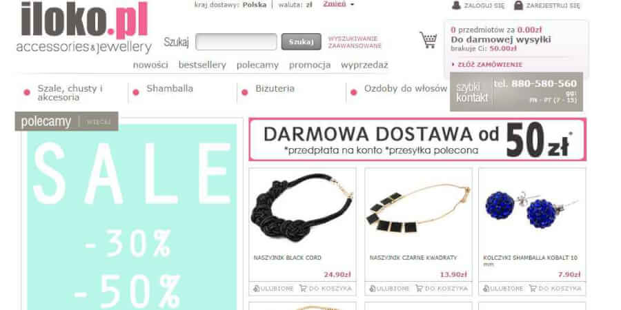 Strona internetowa iloko.pl - darmowa dostawa