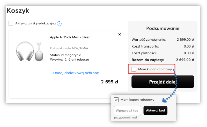 Jak aktywować kod rabatowy w iSpot?
