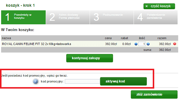 Miejsce na kod rabatowy kakadu