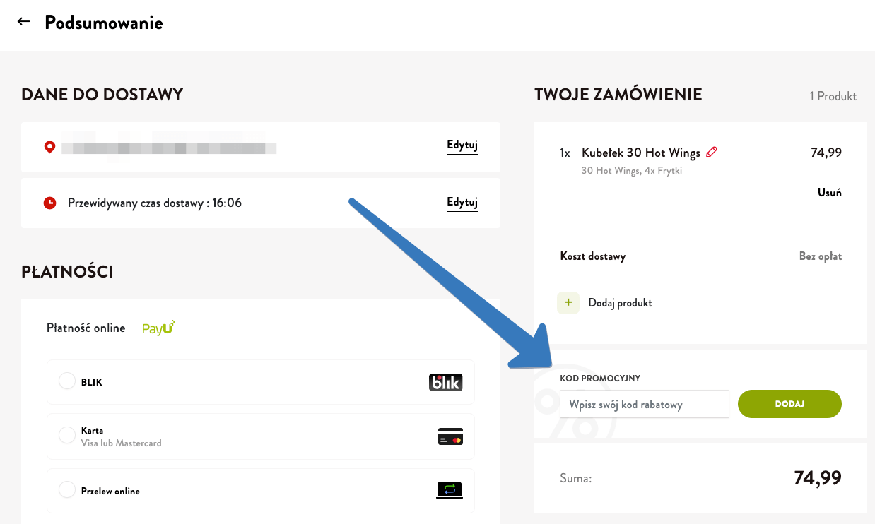 Gdzie wprowadzić kod rabatowy KFC