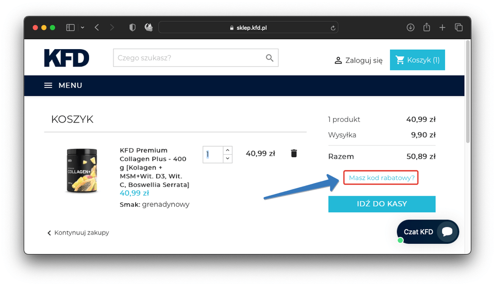 Gdzie wpisać kod rabatowy KFD?