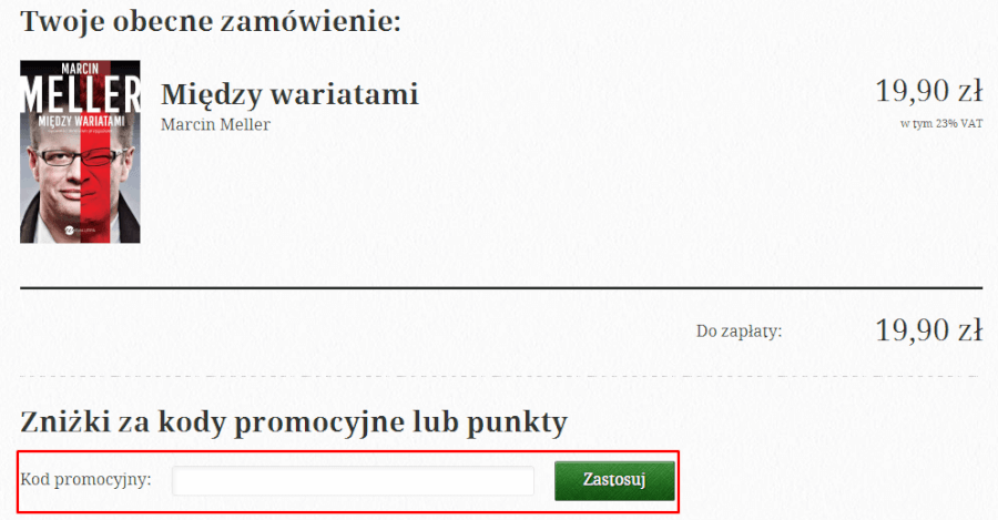 Miejsce gdzie wpisać kod rabatowy legimi