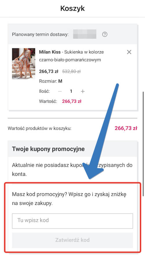 Jak aktywować kod promocyjny w aplikacji Limango