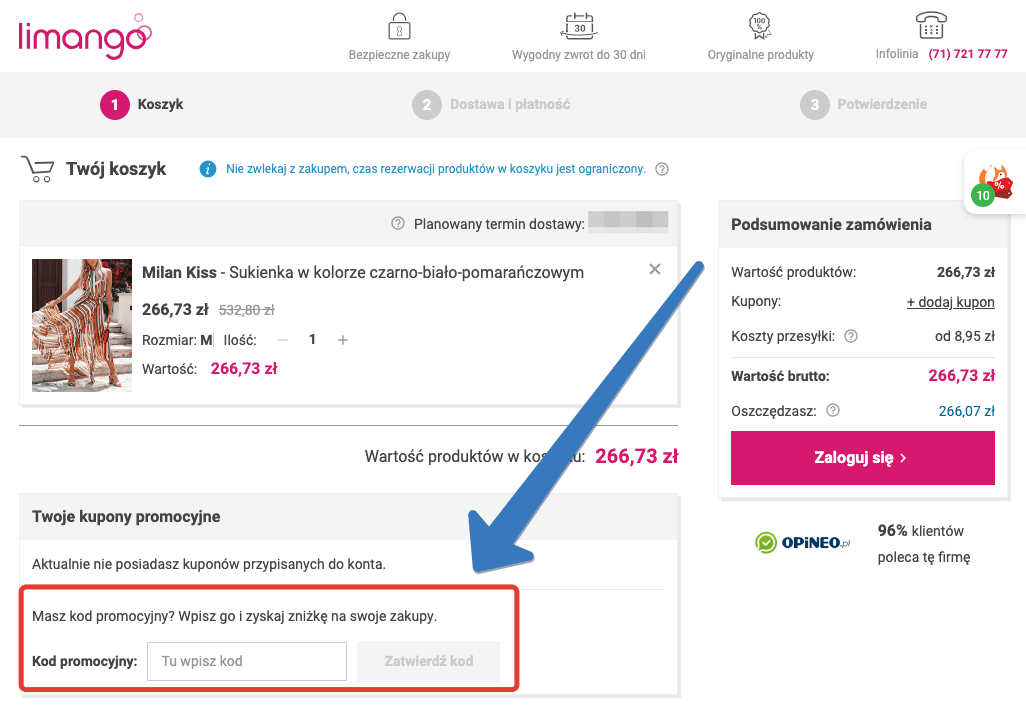 Gdzie wpisać kod promocyjny Limango