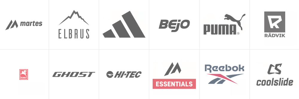 Marki dostępne w Martes: adidas, reebok, elbrus, romet, hi-tec itd.