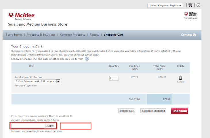 Kody rabatowe w Mcafee