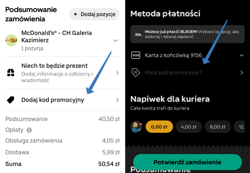 Gdzie wpisać kod promocyjny McDonald