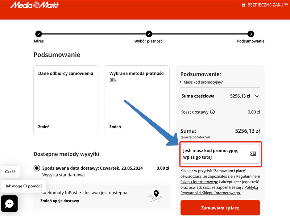 Pole na kod rabatowy w Media Markt