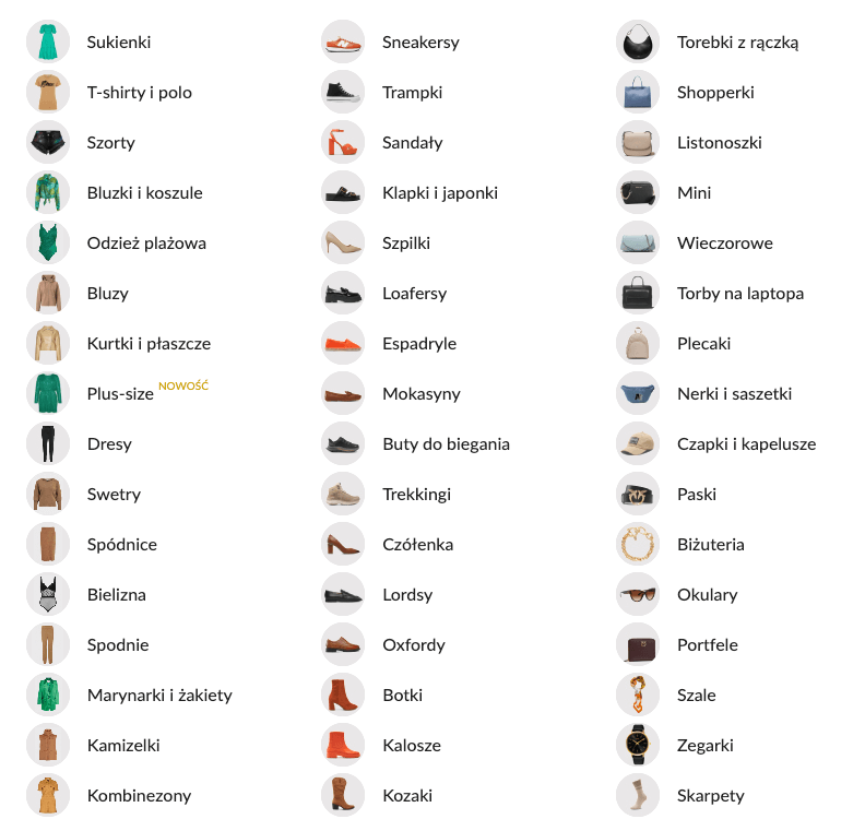 Asortyment Modivo.pl