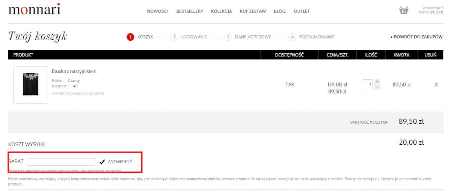 Zakupy w Monnari.pl z kodem rabatowym