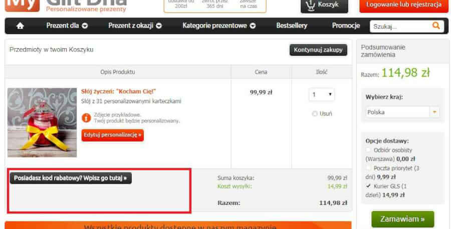 Jak skorzystać z kodu rabatowego w MyGiftDna