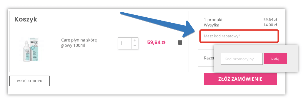 Gdzie wpisać kod rabatowy Neness