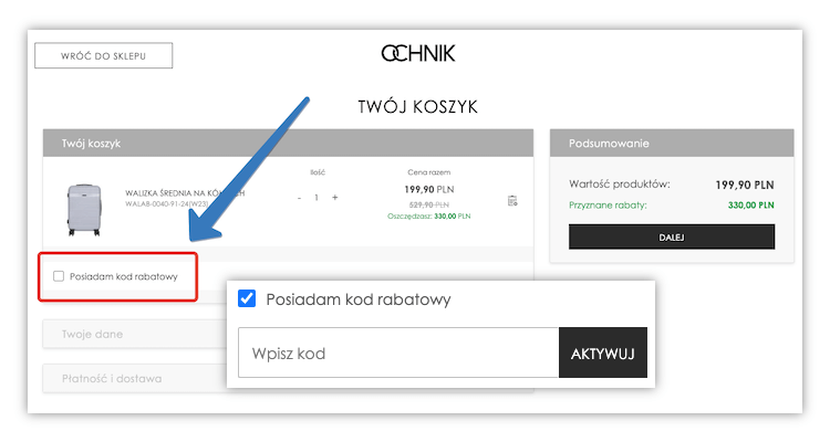 Jak aktywować kod rabatowy OCHNIK