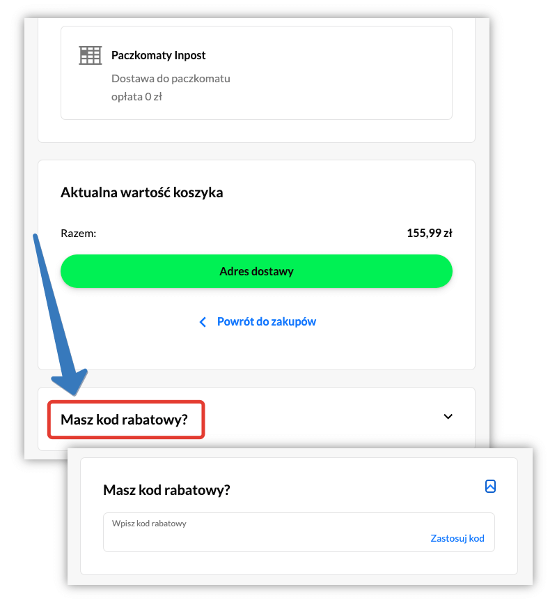 Gdzie się wpisuje kod rabatowy w Oleole?