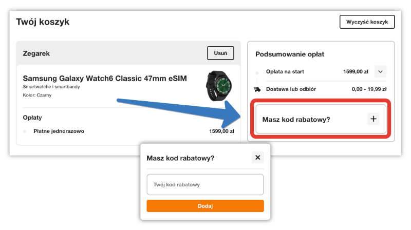 Gdzie aktywować kod rabatowy w Orange