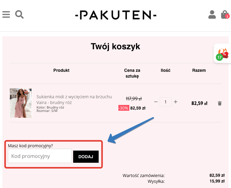 Gdzie wpisać kod promocyjny Pakuten