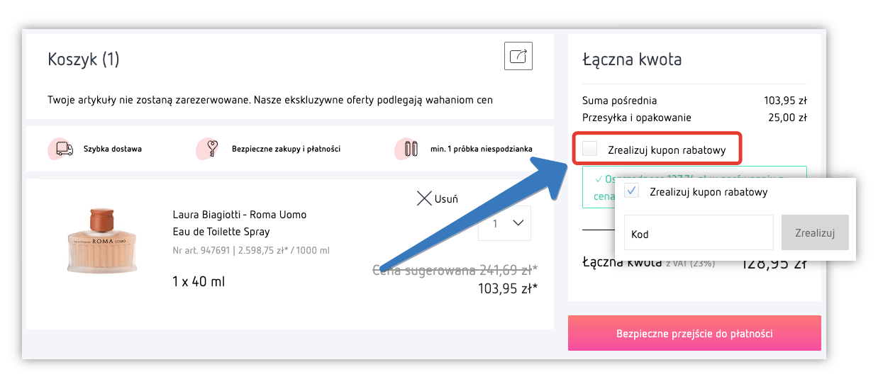 Gdzie wpisać kod rabatowy w parfumdreams?