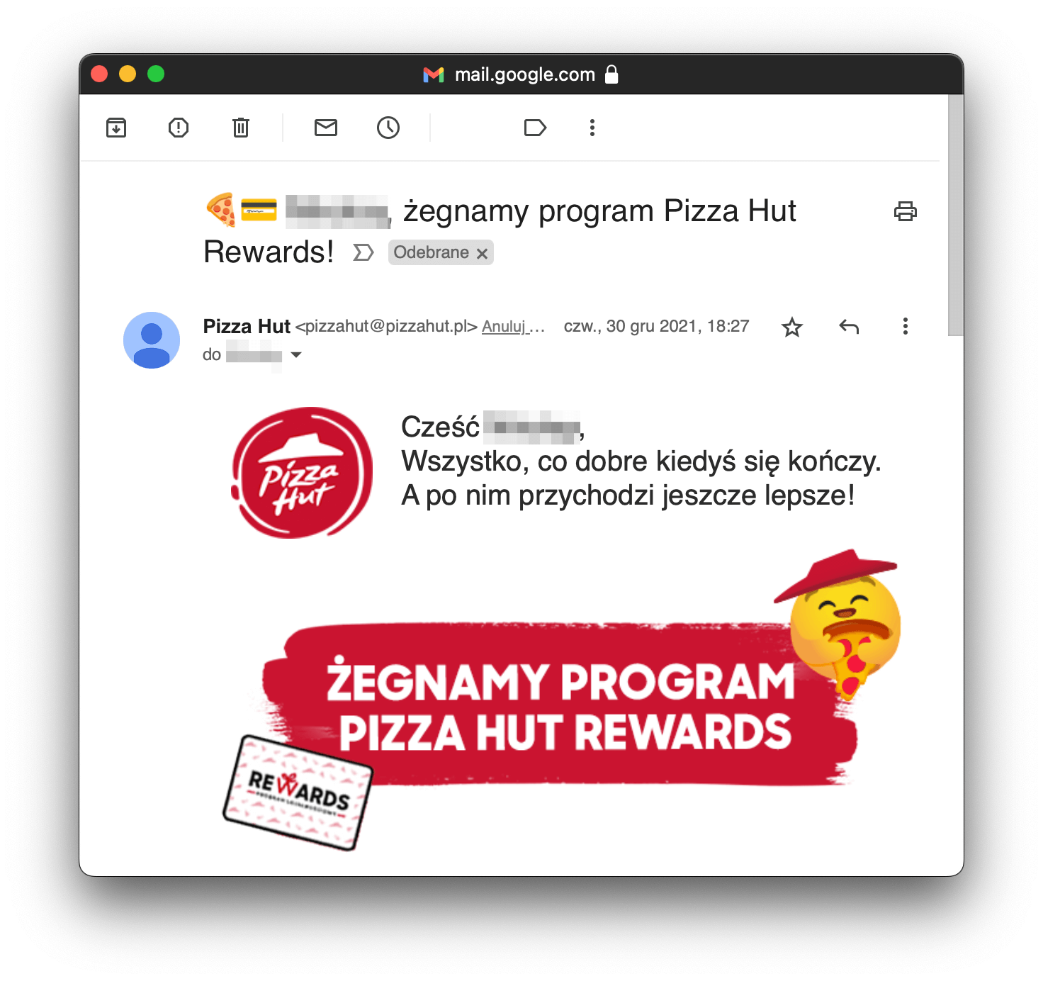 Pizza Hut Rewards – program zakończył istnienie z końcem 2021 roku